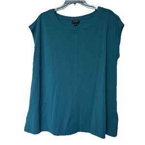 J Jill Wearever Top Women's Lg Tunic Sleeveless Stretch Green Minimalist Basic